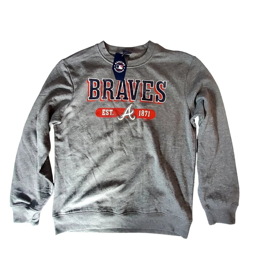 Majestic Atlanta Braves Gray Crewneck Sweatshirt Est. 1871 Unisex Size M